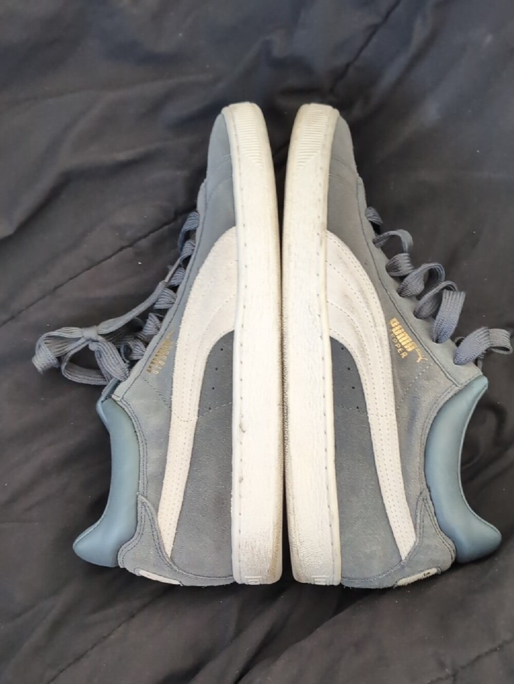 Puma Men's Slate Gray Suede Sneakers with White Rubber Soles - Picture 4 of 9
